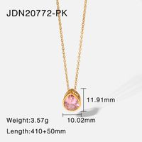 Romantic Drop-shaped Zircon Pendant Stainless Steel Necklace Jewelry Accessories sku image 2