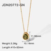 Romantic Drop-shaped Zircon Pendant Stainless Steel Necklace Jewelry Accessories sku image 1