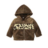 2021 Casual Hooded Jacket Children's Wool Zipper Shirt Leopard Print Coat sku image 1