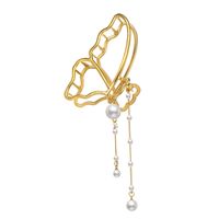 Creative Three-dimensional Butterfly Pearl Pendant Tassel Grasping Clip Hairpin sku image 3