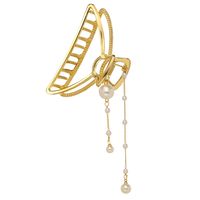 Creative Three-dimensional Butterfly Pearl Pendant Tassel Grasping Clip Hairpin sku image 4