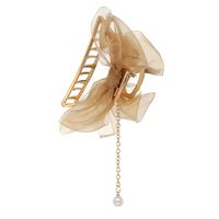 Creative Three-dimensional Butterfly Pearl Pendant Tassel Grasping Clip Hairpin sku image 2