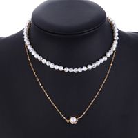 Simple Double-layer Pearl Clavicle Chain French Retro Palace Style Pearl Necklace sku image 1