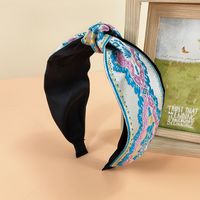 2021 New Ethnic Style Headband Women's Fabric Wide-brimmed Embroidery Knotted Headband sku image 1
