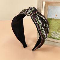 2021 New Ethnic Style Headband Women's Fabric Wide-brimmed Embroidery Knotted Headband sku image 2
