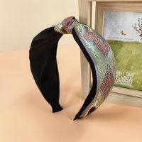 2021 New Ethnic Style Headband Women's Fabric Wide-brimmed Embroidery Knotted Headband sku image 4