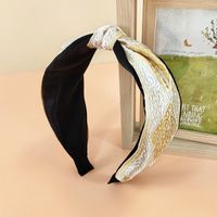 2021 New Ethnic Style Headband Women's Fabric Wide-brimmed Embroidery Knotted Headband sku image 5