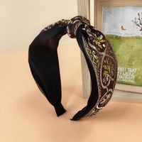 2021 New Ethnic Style Headband Women's Fabric Wide-brimmed Embroidery Knotted Headband sku image 11