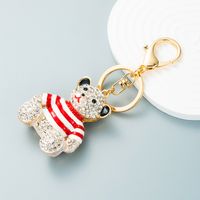 New Animal Series Drip Oil Diamond Stripe Bear Alloy Keychain Pendant Bag main image 5