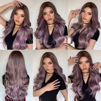 Women's Wig Long Big Wave Purple Daily Wig main image 8
