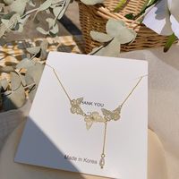 Sweet Butterfly Alloy Plating Artificial Pearls Women's Necklace main image 5