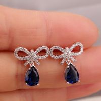1 Pair Elegant Bow Knot Inlay Copper Alloy Artificial Pearls Zircon Drop Earrings main image 3