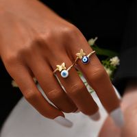Fashion Drops Oil Eye Butterfly Ring Two Set main image 1