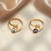 Fashion Drops Oil Eye Butterfly Ring Two Set main image 6