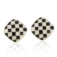 New Black White Mesh Earrings Simple Imitation Button Round Earrings sku image 1