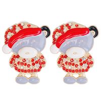 New Creative Christmas Red Granny Alloy Earrings sku image 1