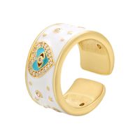 Color Drop Oil Micro Inlaid Ring Peach Heart Eye Pattern Heart Opening Ring sku image 1
