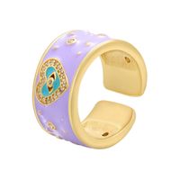 Color Drop Oil Micro Inlaid Ring Peach Heart Eye Pattern Heart Opening Ring sku image 3