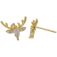 Micro-inlaid Giraffe Elk Bow Stud Earrings Cartoon Pattern Earrings Jewelry sku image 1