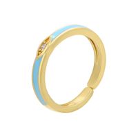 Color Dripping Oil Micro-inlaid Zircon Ring Eye Pattern Dripping Open Ring sku image 3
