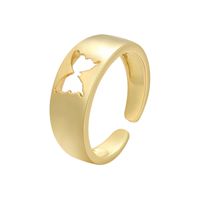 Glossy Copper Plated 18k Gold Ring Lightning Airplane Butterfly Pattern Couple Ring sku image 8
