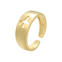 Glossy Copper Plated 18k Gold Ring Lightning Airplane Butterfly Pattern Couple Ring sku image 9