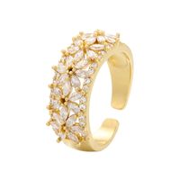 New Style Micro-inlaid Zircon Flower Ring With Flowers Full Of Diamonds Zircon Open Ring sku image 1