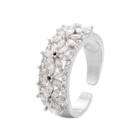 New Style Micro-inlaid Zircon Flower Ring With Flowers Full Of Diamonds Zircon Open Ring sku image 2