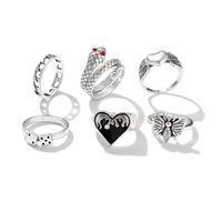 Creative Fashion Temperament Jewelry Simple Atmosphere Dark Retro Spades Love Ring 7-piece Set sku image 19