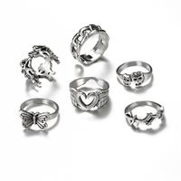 Creative Fashion Temperament Jewelry Simple Atmosphere Dark Retro Spades Love Ring 7-piece Set sku image 10