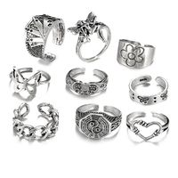Creative Fashion Temperament Jewelry Simple Atmosphere Dark Retro Spades Love Ring 7-piece Set sku image 20