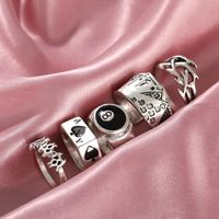 Creative Fashion Temperament Jewelry Simple Atmosphere Dark Retro Spades Love Ring 7-piece Set sku image 16