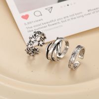 Creative Fashion Temperament Jewelry Simple Atmosphere Dark Retro Spades Love Ring 7-piece Set sku image 5