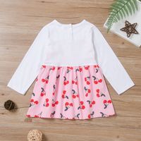 Spring And Autumn Fake Two-piece Long-sleeved Cherry Print Pleated Skirt main image 3