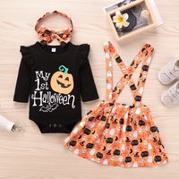 Fashion Spring Autumn European American Halloween Pumpkin Ghost Top Print Baby Skirt main image 4