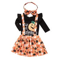 Fashion Spring Autumn European American Halloween Pumpkin Ghost Top Print Baby Skirt main image 6
