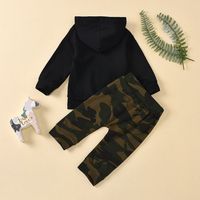 Boys Korean Spring Autumn Letter Print Hooded Camouflage Pant Two-piece Baby Suit main image 3