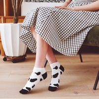 Black And White Cow Spotted Spring And Summer Short Socks Leopard Retro Boat Socks main image 3