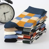 Plaid Socks Men's Tube Socks Color Autumn And Winter Korean Style Stockings Wholesale main image 3