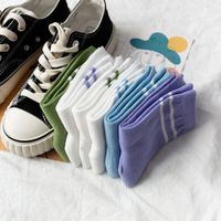 Socks Ladies Two-bar Trend Socks Cute Spring And Summer Middle Tube Pure Cotton Socks main image 4