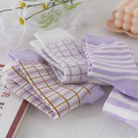 Spring And Summer Purple Plaid Socks Female Harajuku Style Purple Plaid Socks Wholesale main image 4