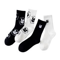 Socks Female Black And White Series Cute Bunny Tube Socks Cute Cotton Cartoon Socks main image 6