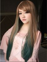 Fashion Gradient Color Wig Black Green Wig Wholesale main image 5