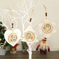 Weihnachtsbaumanhänger Led Weiß Holzornamente Nachtlicht Schneeflocke Anhänger main image 3