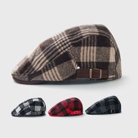 Retro American Peaked Cap Autumn And Winter Woolen Plaid Beret British Fashion Casual Newsboy Hat main image 1