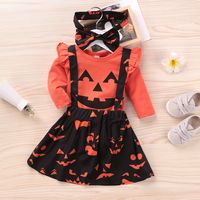 Fashion Spring Autumn European American Halloween Pumpkin Ghost Top Print Baby Skirt sku image 4