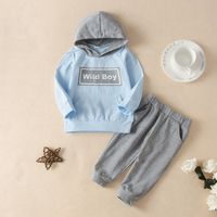 Frühling Herbst European American Letter Print Hoodie Zweiteiliger Anzug sku image 8