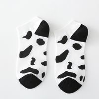 Black And White Cow Spotted Spring And Summer Short Socks Leopard Retro Boat Socks sku image 2