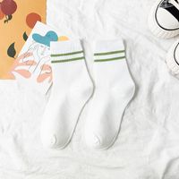 Socks Ladies Two-bar Trend Socks Cute Spring And Summer Middle Tube Pure Cotton Socks sku image 1