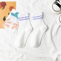 Socks Ladies Two-bar Trend Socks Cute Spring And Summer Middle Tube Pure Cotton Socks sku image 3